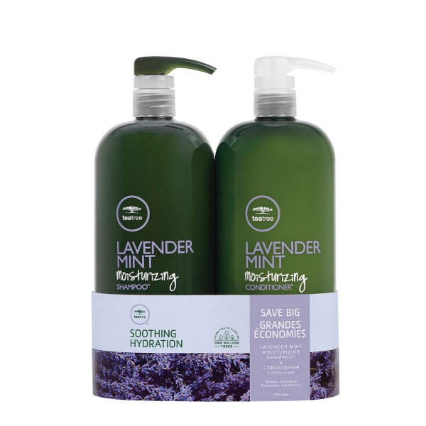 Pictured is the Tea Tree Lavender Mint Soothing Hydration Liter Set.